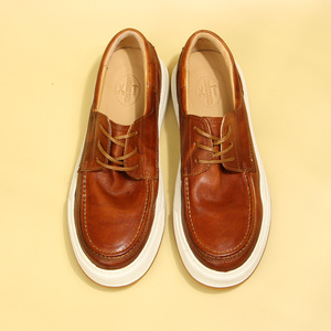 Zapatillas Casuales Retro de Cuero Genuino Lavado para Hombre con Cordones, Suela Gruesa Acolchada, Zapatos de Moda Juvenil - Product Image 2
