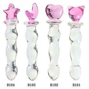 Boîte personnalisée gratuite-Réaliste G-spot plié sexe pénis jouet à pointes femmes se masturber cristal verre Sex Toys Sexy Toy femmes godes