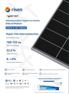 Panneaux solaires photovoltaïques à double vitrage HJT de type N à demi-cellules Risen/Trina/Tongwei 700W-725W à haute efficacité - Product Image 2