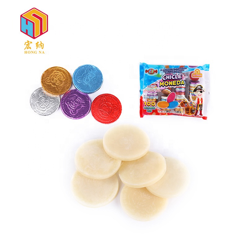 100 шт. кондитерские изделия, повседневные закуски, Халяльные Красочные монеты, сладкая круглая пузырьковая жвачка оптом