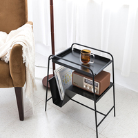 Table basse moderne en métal noir, Sofa, affichage, support de rangement des magazines