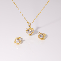 Conjunto de Collar y Aretes de Plata de Ley Certificada con Baño de Oro de 18K y Moissanita en Forma de Corazón, Estilo Retro y Lujoso