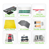 Boîte BMS V19 JK 200A 2A Mise à niveau de l'équilibrage Boîte DIY avec protection contre le feu Circuit 250A 48V 16S Boîte de batterie LiFePo4
