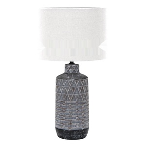 Lampada da tavolo in ceramica con paralume bianco, in zinco, dimensioni 42,5x24x24 cm, ideale per illuminazione e decorazione d'interni. - Product Image 1
