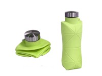Bouteille d'eau pliable 600 ml, bouteilles d'eau pliables en silicone, anti-fuite, sans BPA, bouteilles d'eau de voyage avec mousqueton