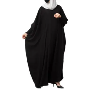 Caftan noir à manches élastiques Abaya fabricant approvisionnement direct musulman mode Chine femmes OEM Service adultes OEM robe