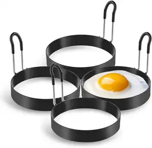 4 pièces pocher à œufs en acier inoxydable, machine à omelette bouillie, moule à crêpes, anneau à œufs