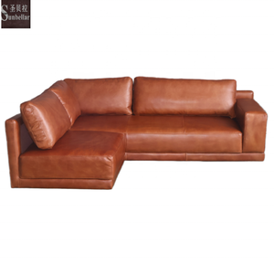 Offre spéciale canapé modulable haut de gamme en forme de L vintage marron en cuir véritable salon canapé d'angle design classique appartement club - Product Image 1