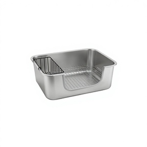 Cages et niches pour animaux de compagnie, bac à litière pour <span class=keywords><strong>lapin</strong></span> en acier inoxydable anti-mastication avec panier à foin en fil métallique, toilette pour animaux facile à nettoyer - Product Image 3