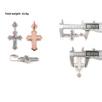 Bijoux Hip Hop en argent sterling 925, pendentif croix serti de moissanite colorée taille brillant pour hommes et femmes, plaqué or rose