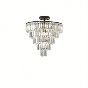 Lampadario moderno in cristallo nero da 20 pollici, plafoniera a LED rotonda a incasso per soggiorno. - Product Image 1