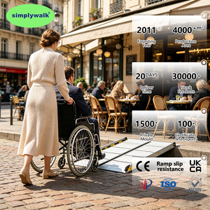 <span class=keywords><strong>Rampe</strong></span> pliante Simplywalk en aluminium anodisé, 300 kg, 88 cm, longueur réglable, pour entrée de camping-car, patients, homologuée FDA, haute performance - Product Image 1