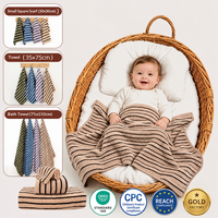 Serviette de bain en polaire corail certifiée OEKO-TEX, rayée vintage, douce, moelleuse, séchage rapide, sans peluches, pour bébé, lavable en machine