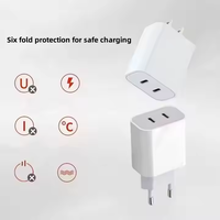 Prise US/EU double chargeur de type C 40W PD chargeur boîte Type C + bloc chargeur de type C pour téléphones mobiles pour téléphones intelligents