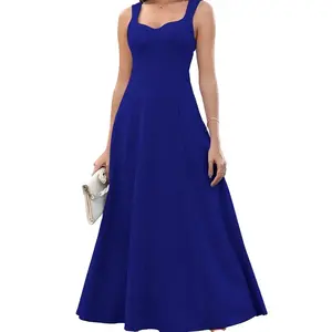 Womens Wedding Guest Dresses Elegant Long Sweetheart Neckline Sleeveless Cocktail Dress