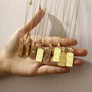 Collar con colgante cuadrado para mujer y niña, gargantilla de acero inoxidable de alta calidad, collar único del zodiaco, <span class=keywords><strong>2022</strong></span> - Product Image 1