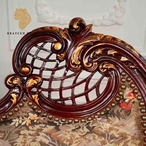 아메리칸 스타일 다이닝룸 가구 럭셔리 원목 식탁 의자 로얄 우드 구조 하드 카빙 소파 세트 - Product Image 4