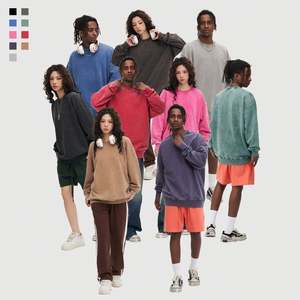 Sweat-shirts à capuche unisexes en coton épais, style vintage, avec logo personnalisé, effet délavé, en molleton bouclette, style hip-hop - Product Image 4