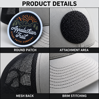 Casquette de camionneur personnalisable avec patch amovible, devant structuré gris, dos en maille noire et visière incurvée pour événements extérieurs en gros