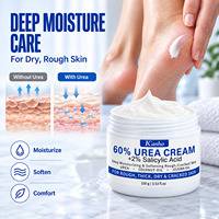 Crème pour les pieds à 60 % d'urée, marque privée, avec huile de noix de coco et de jojoba, soin adoucissant pour talons, coudes et genoux, approvisionnement en gros pour importateurs