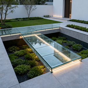 Cứng pvb SGP tùy chỉnh 4mm-15mm Tempered kính nhiều lớp cho sân ngoài trời Kính Skywalk sàn-Superior chống cháy nổ - Product Image 1