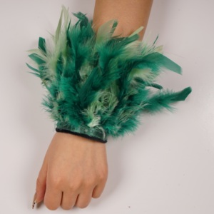 Pulsera de plumas de dos tonos para espectáculos de danza de carnaval OEM/ODM, pulsera de plumas multicapa, brazalete de plumas - Product Image 6
