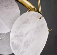 Luminaire de salle à manger et de chambre postmoderne, lampe suspendue en laiton et marbre, éclairage de plafond nordique, lustre pour salon