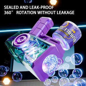 Pistolet à bulles automatique lumineux à LED pour enfants, machine à bulles transparente avec solution de recharge de 90 ml, jeu d'extérieur estival - Product Image 2