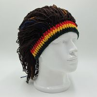 Gorro Rasta de Peluca para Hombre, Gorro Creativo, Reggae Savage, Pasamontañas de Pesca con Hilo, Ideal para Viajes Informales, Cumpleaños, Halloween