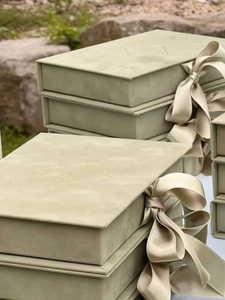 Unique Packaging Magnetic Suede <strong>Boxes</strong> Royal and Elegant Customized Gold Foil logo <strong>Wedding</strong> Velvet <strong>Gift</strong> Box with Silk Ribbon - Product Image 1