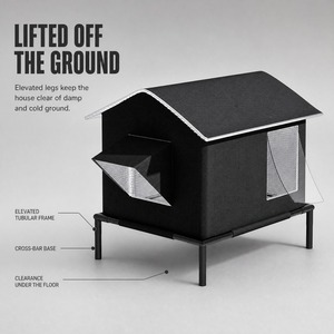 Nido Elevado para Mascotas al Aire Libre, Impermeable, Resistente a la Nieve, Refugio Cálido para Gatos Ferales Comunitarios y Perros Pequeños - Product Image 4