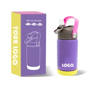 Custom high quality bpa free insulated stainless steel school thermos kids water bottle with straw for kids school