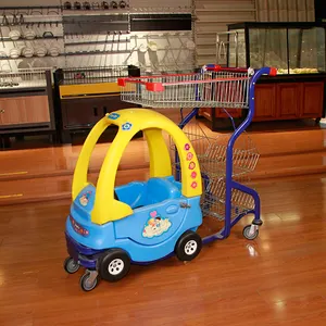 Chariot de supermarché en plastique européen de luxe, chariot de supermarché pour enfants avec voiture jouet à vendre