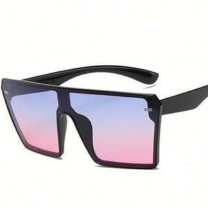 Lunettes de soleil carrées surdimensionnées à monture plate, logo personnalisé, style vintage, protection UV400, noires, pour femme – Collection 2025 la plus tendance - Product Image 4