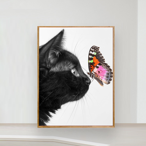 Mèo đen và bướm 30x40cm/11.8x15.7in Cross Stitch Kit DIY 11CT/14ct thêu thêu kit mới đến - Product Image 3