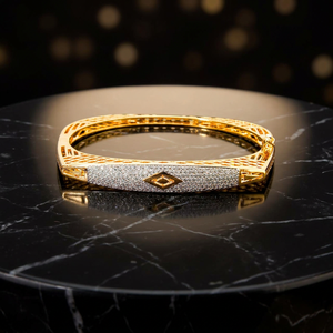 Bracelet manchette classique en zircon américain, plaqué rhodium bicolore, coupe princesse, pour femme, 16 grammes, sans nickel ni plomb - Product Image 3