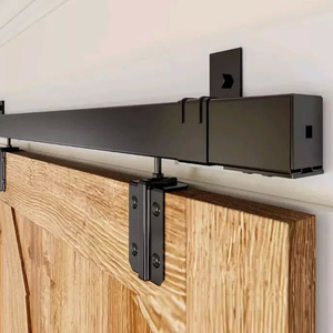 Kit de quincaillerie robuste pour rail de porte coulissante en bois massif avec support mural pour <span class=keywords><strong>la</strong></span> décoration d'atelier - Product Image 4