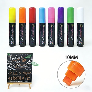 Juego de Marcadores de <span class=keywords><strong>Tiza</strong></span> Líquida de Nailon Blanco de 10 mm, 12 Colores, Borrado en Seco y Húmedo, para Pizarra Blanca, Pizarra Negra y Vidrio - Product Image 1