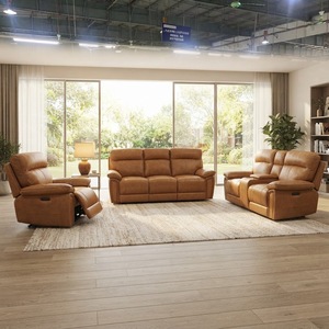 Ensemble de canapés inclinables électriques en cuir véritable avec massage et chaleur, trois <span class=keywords><strong>places</strong></span>, modulable, pour home cinéma, salon, meubles de détente - Product Image 2