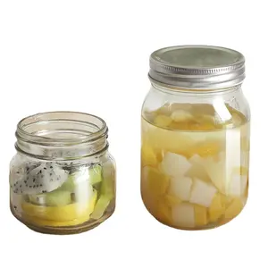 Schlussverkauf 280 ml 380 ml 500 ml 750 ml Küche rund Marmelade Salat Dose Pickel Speisen Honig Glasgefäß mit Metalldeckel sicheres Button