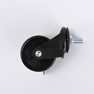 2 Inch Black Pp <b>Caster</b> With Spiral Side Brake Swivel <b>Wheel</b> For Furniture Industry - Product Image 3