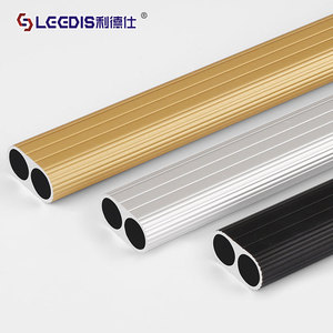 Lideshi Double Tube <b>Clothes</b> Rod Wall Mounted Wardrobe Organizer Rectangle Minimalist Style Oxidation Finish - Product Image 2