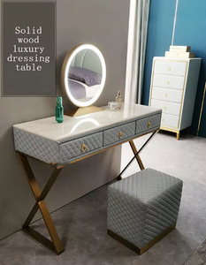 <span class=keywords><strong>Stile</strong></span> di lusso in marmo <span class=keywords><strong>vestirsi</strong></span> make up table dressering tavolo <span class=keywords><strong>con</strong></span> specchio e sgabello per un set di mobili camera da letto - Product Image 1