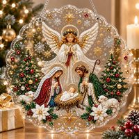 Attrape-soleil Scène de Nativité Angélique avec Perles et Diamants, Perles 3D de Tailles Variées et Kit de Bricolage Complet pour Fenêtres, Arbres et Cadeaux de Fêtes