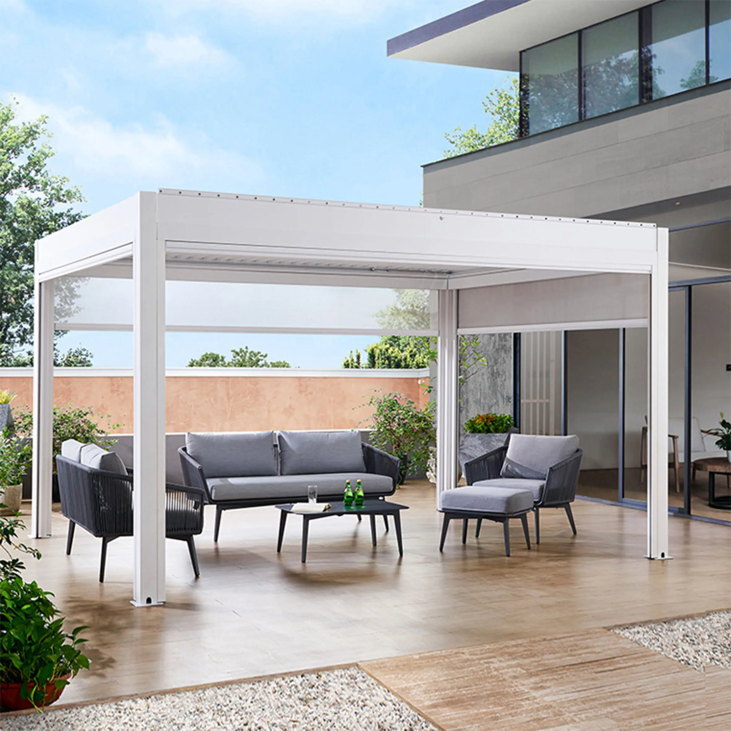 3x3 3x4 6x4 공장 가격 Louvered Pergola 정원 전망대, 야외 차양 방수 알루미늄 Pergola 뒷마당 잔디/