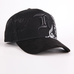 사용자 정의 5 패널 클래식 3D 편지 자수 아빠 모자 라인 석 새틴 줄 지어 스웨이드 야구 카오 모자 사용자 정의 로고 - Product Image 6