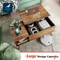 Table basse moderne et contemporaine à hauteur réglable avec compartiment de rangement durable pour le salon, meubles en bois