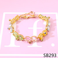 Parure de bijoux en zircon coloré pour femme, motif floral, collier, boucles d'oreilles et bague, cadeau de mariage en gros