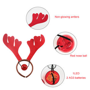 Diadema de Reno Navideña Barata con Luz LED Intermitente y Nariz de Reno Roja para Fiestas y Conciertos, Decoraciones Populares - Product Image 5