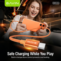 Kabel Tipe C BAVIN Berkualitas Tinggi dan Tahan Lama CB415 Nylon Braided 60W Pengisian Daya 480 Mbps Transfer Data
